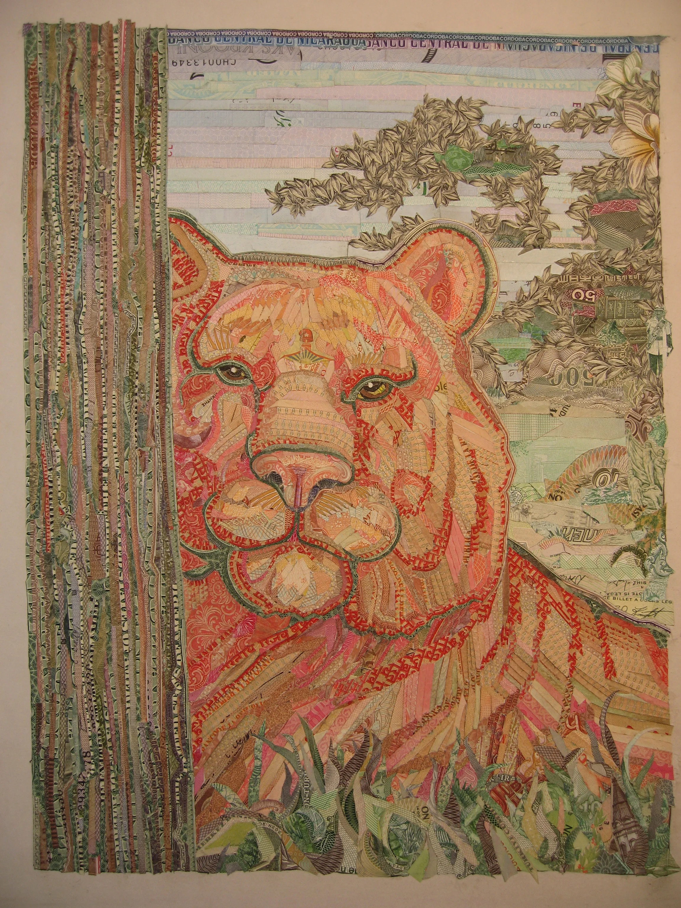 Paper tiger by C.K.Wilde, currency collage