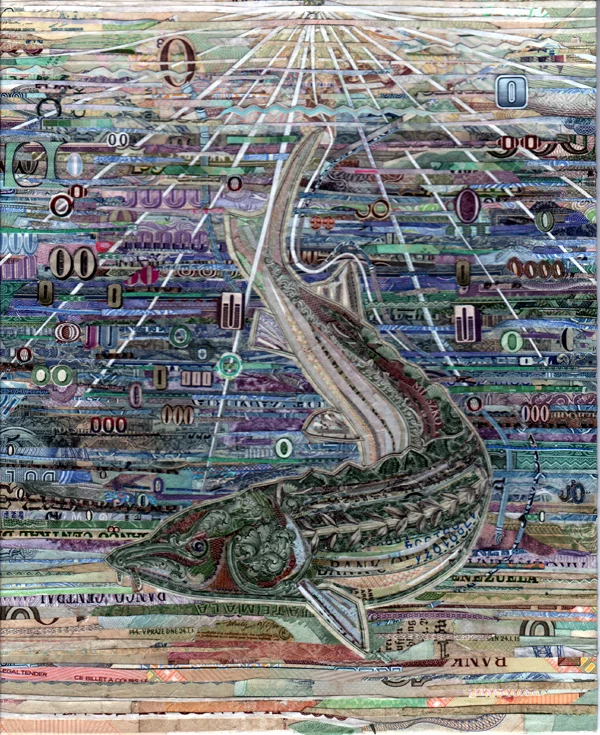 The Mighty Sturgeon by C.K.Wilde, currency collage