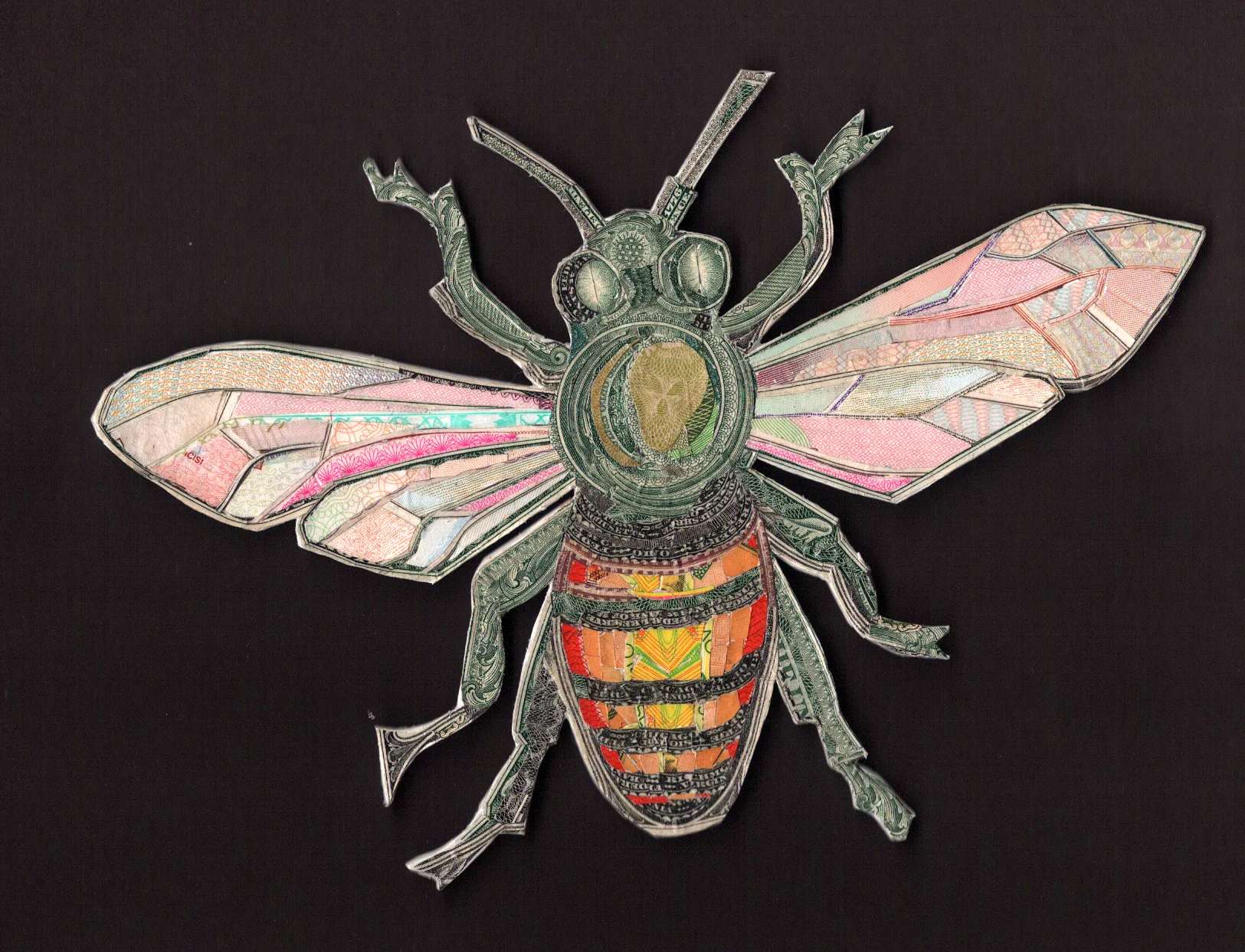 Money bee by C.K.Wilde, currency collage