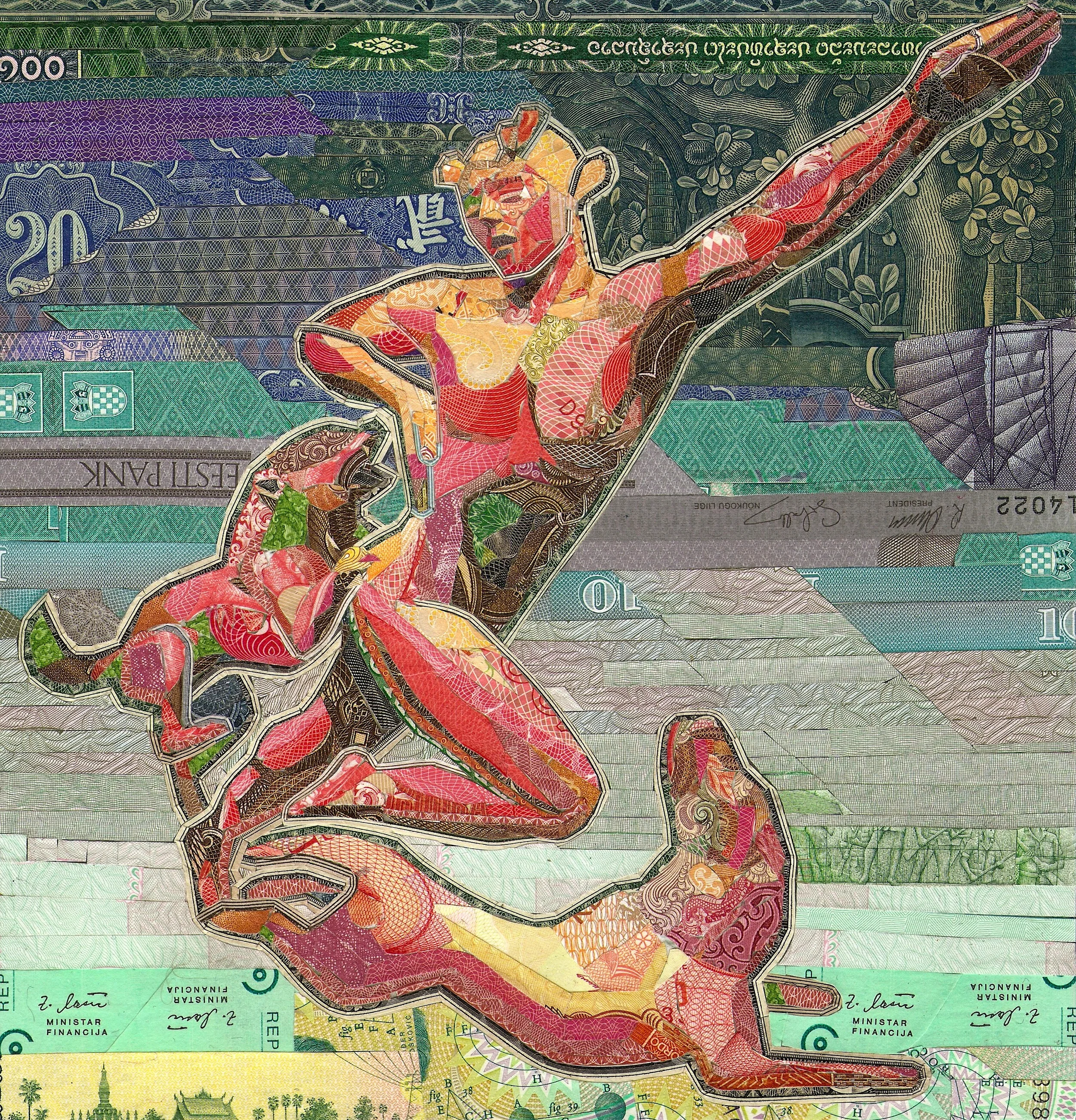 Acteon beset by his hounds by C.K.Wilde, currency collage