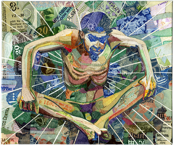 Bodhisatva by C.K.Wilde, currency collage