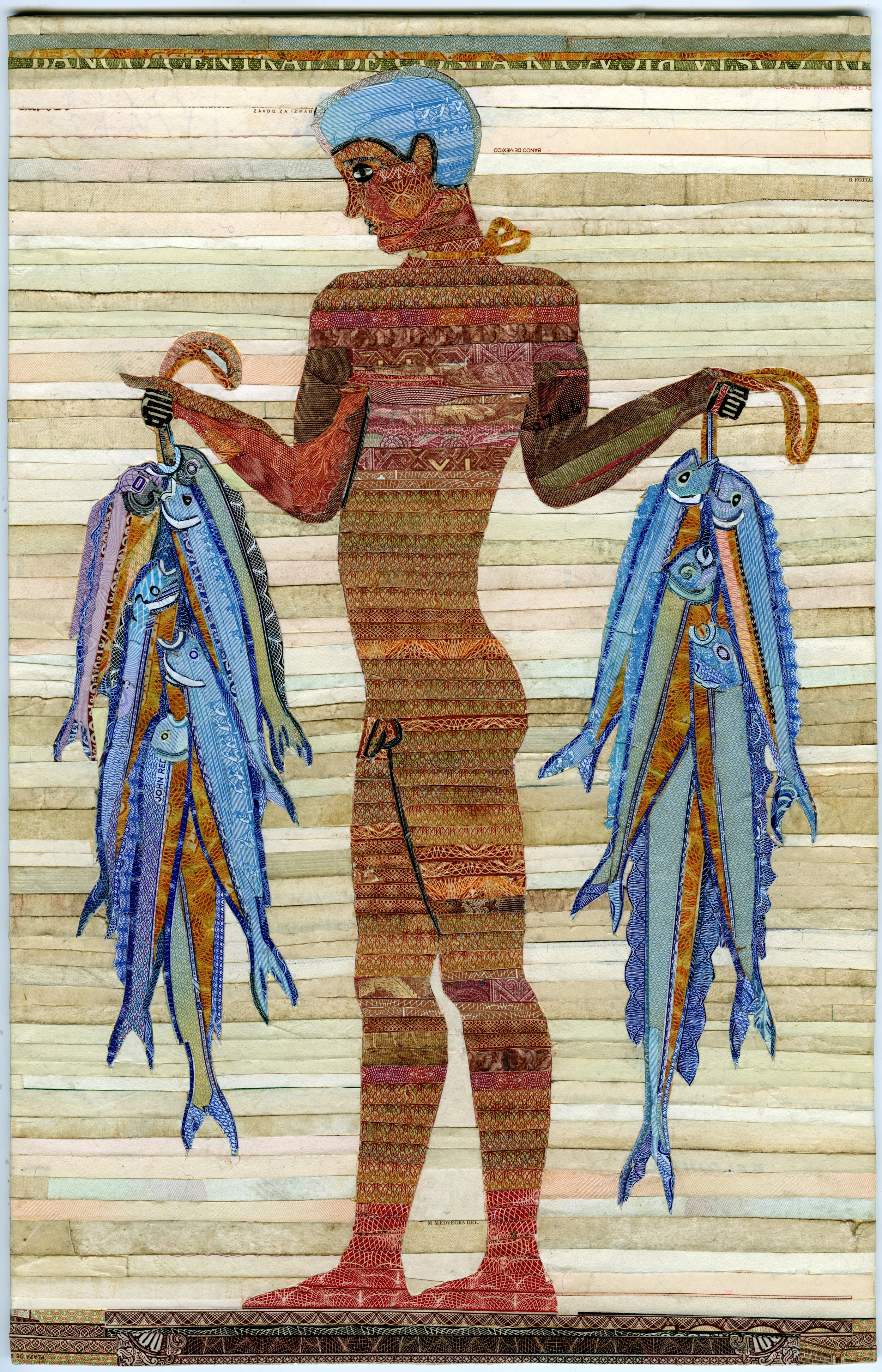 Minoan fisherboy by C.K.Wilde, currency collage