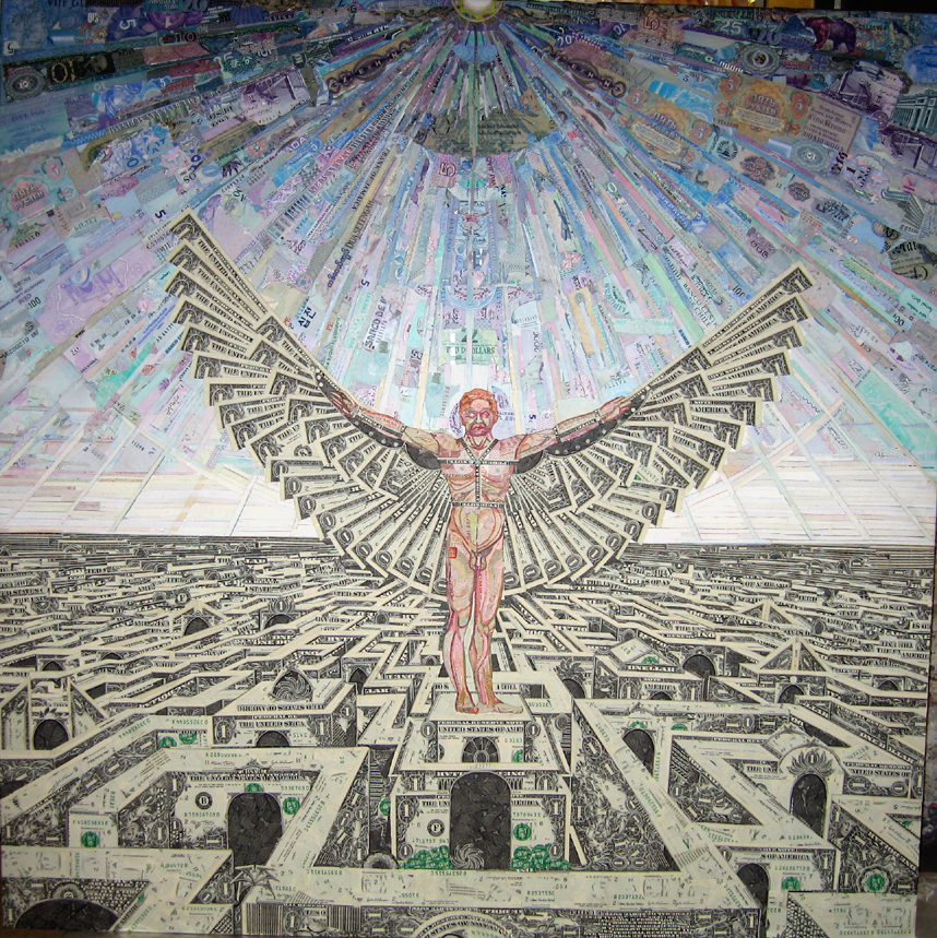 Ikaros by Mark Wagner and C.K.Wilde, currency collage