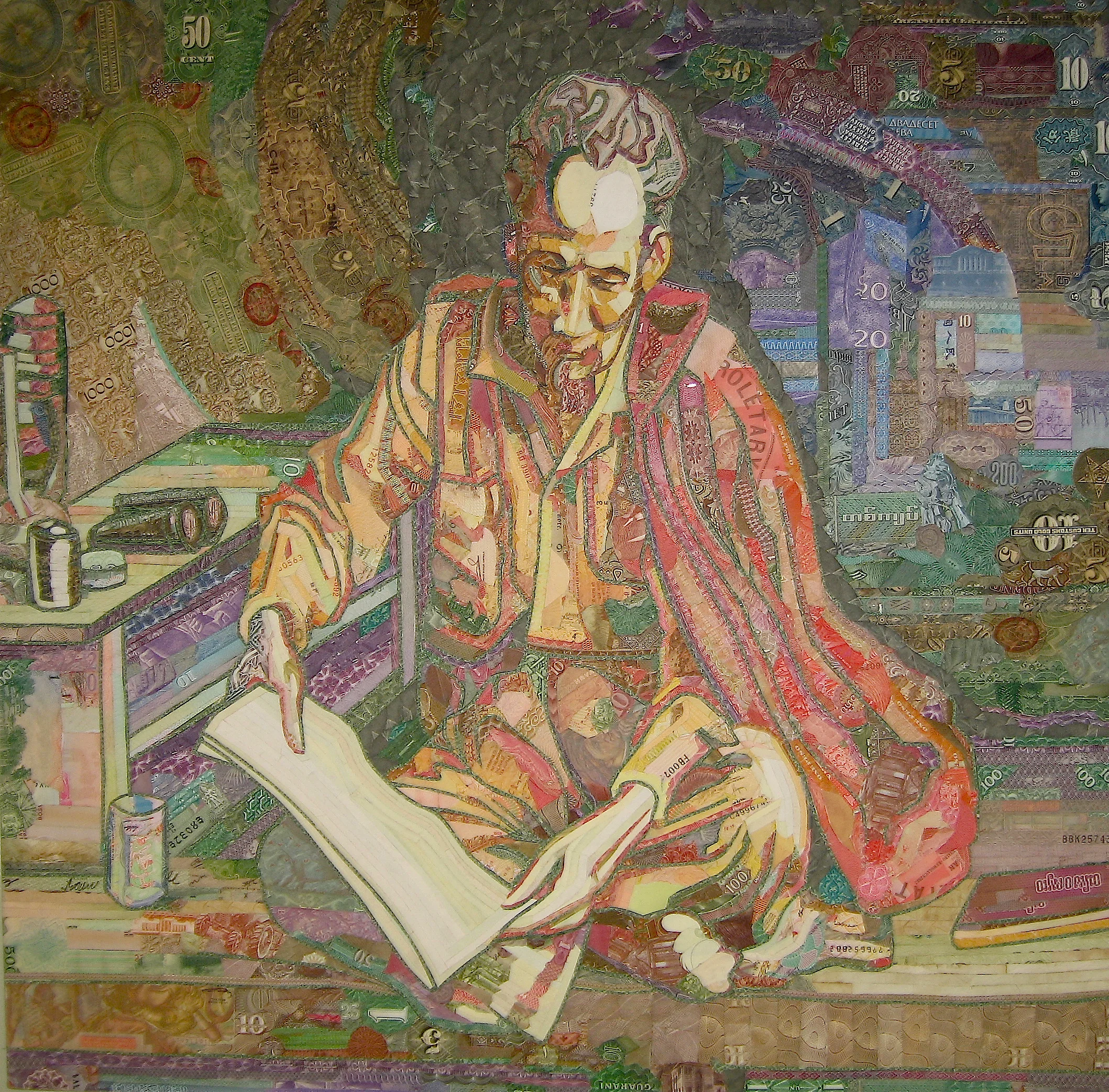 Portrait of Ho Chi Minh by C.K.Wilde, currency collage