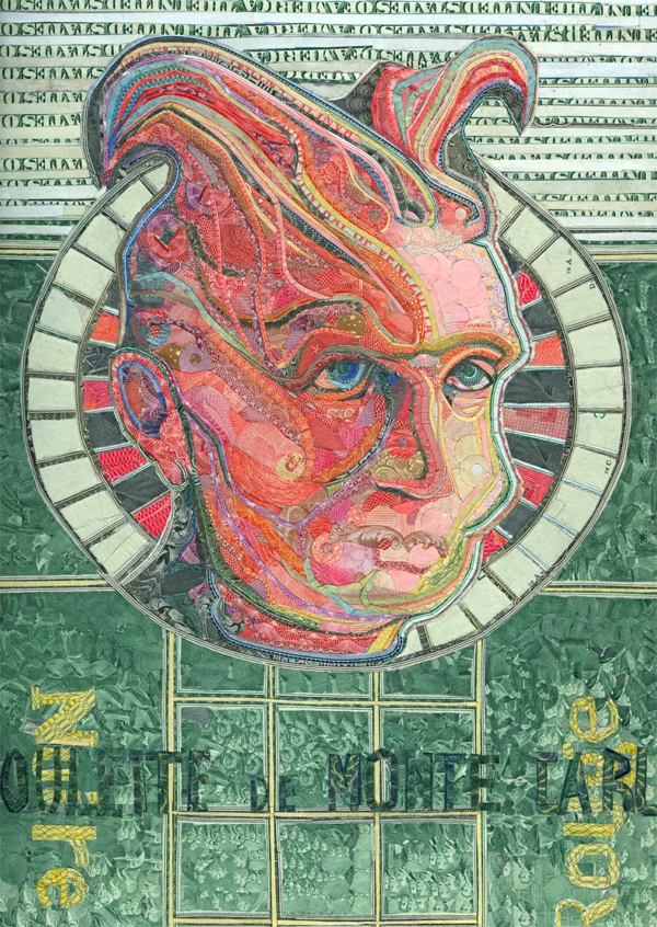 Portrait of Marcel Duchamp by C.K.Wilde, currency collage