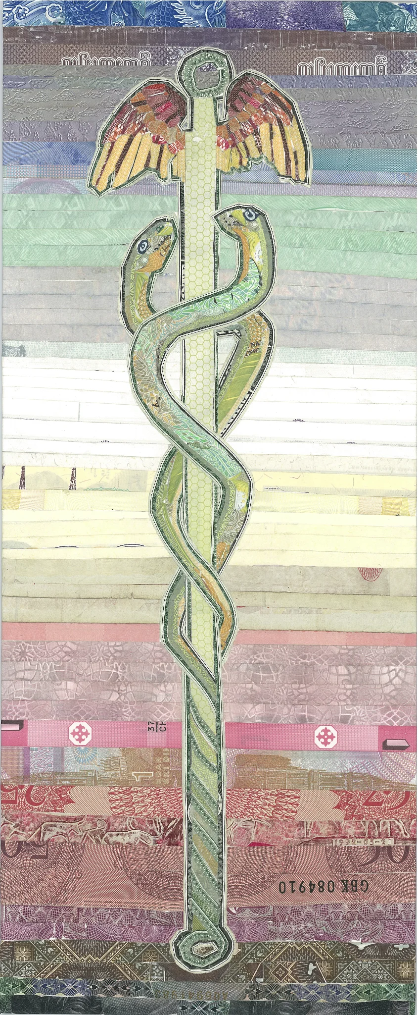 Cadueces by C.K.Wilde, currency collage