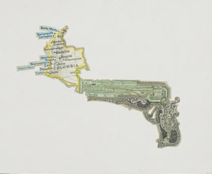 Black powder south, white powder north by C.K.Wilde, currency collage
