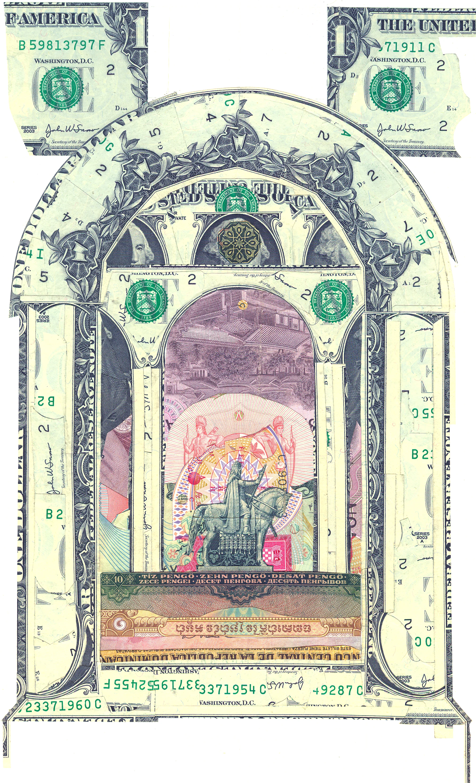 Distant rider by Mark Wagner and C.K.Wilde, currency collage