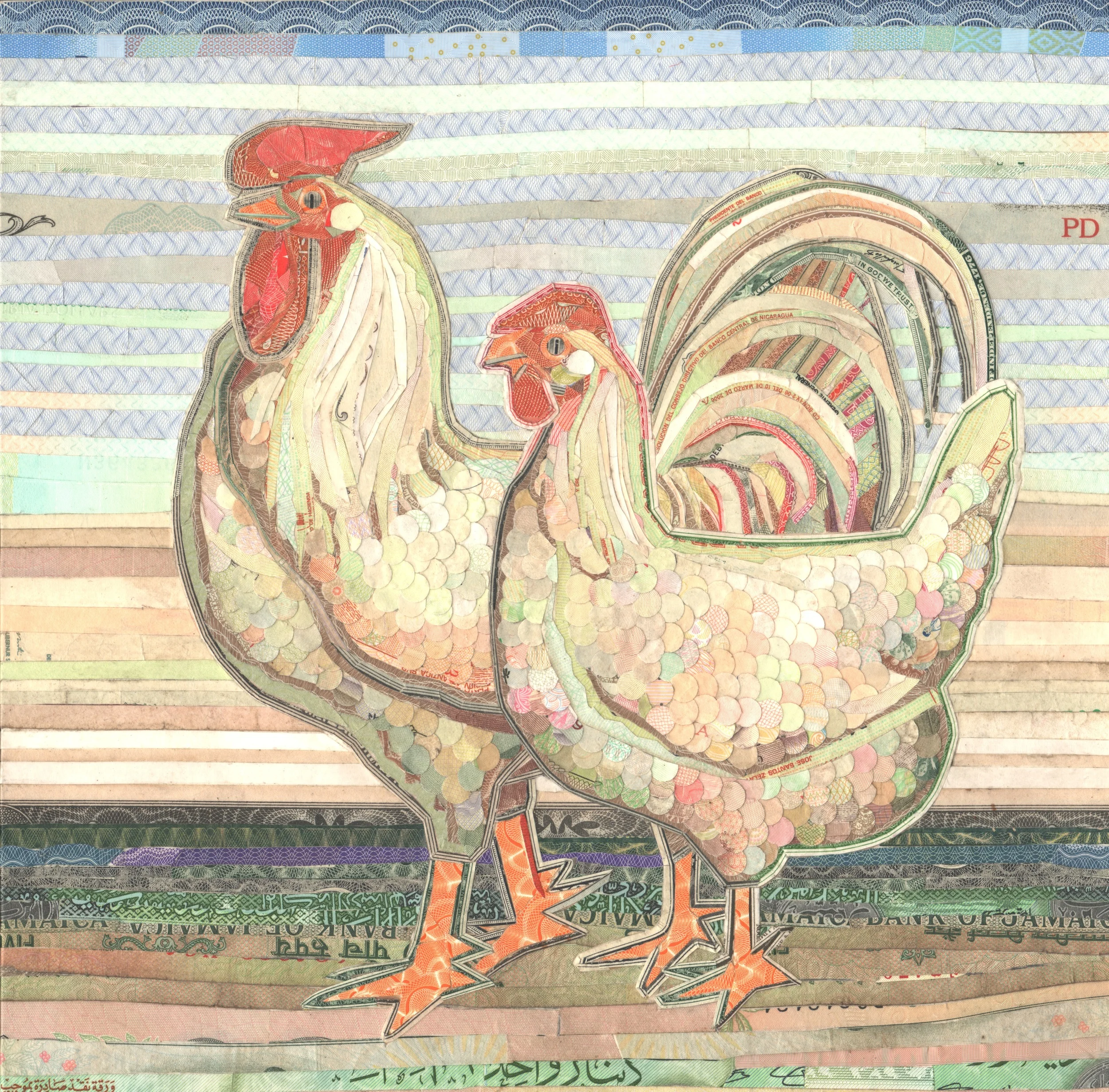 Chickens today, feathers tomorrow by C.K.Wilde, currency collage