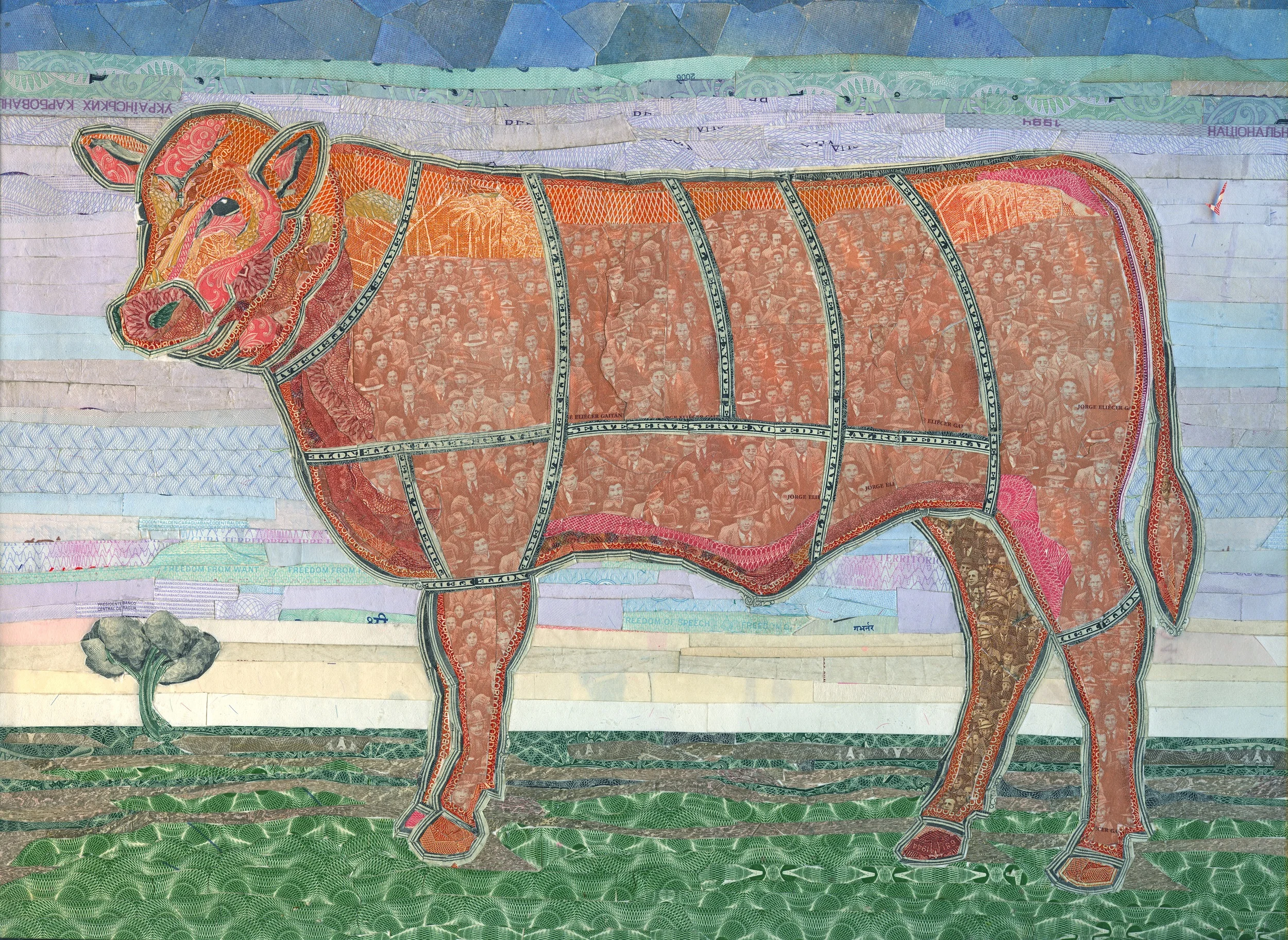 Sacred Cow by C.K.Wilde, currency collage