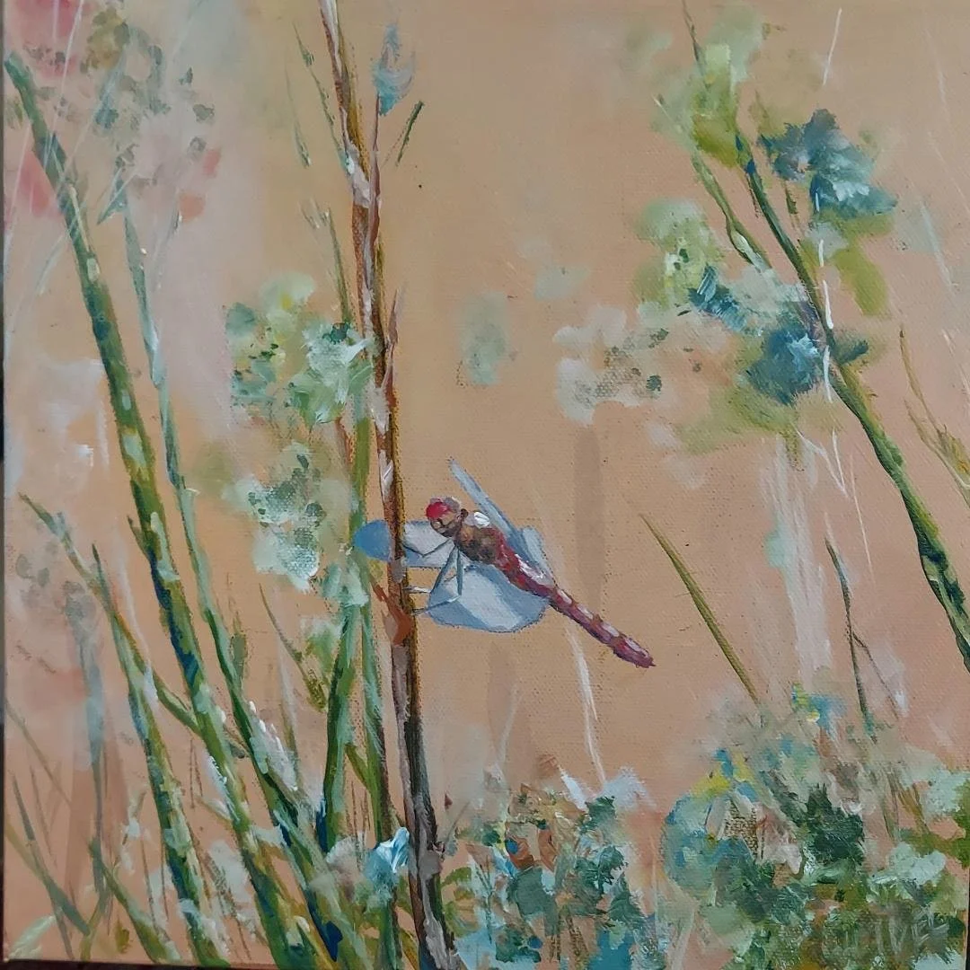 Dragonfly in Paradise 12x12 acrylic.jfif