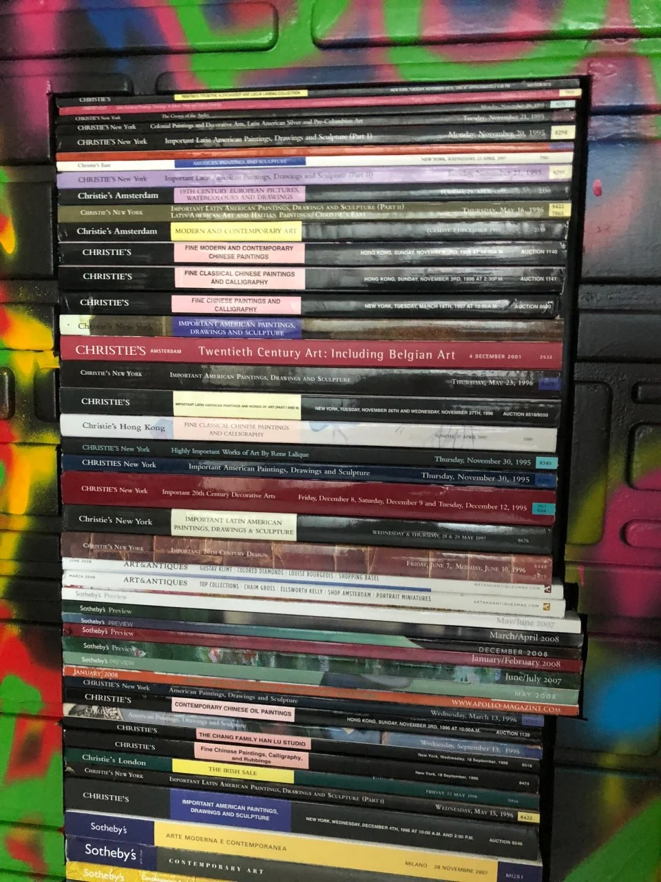 back-side showing the catalogues spines