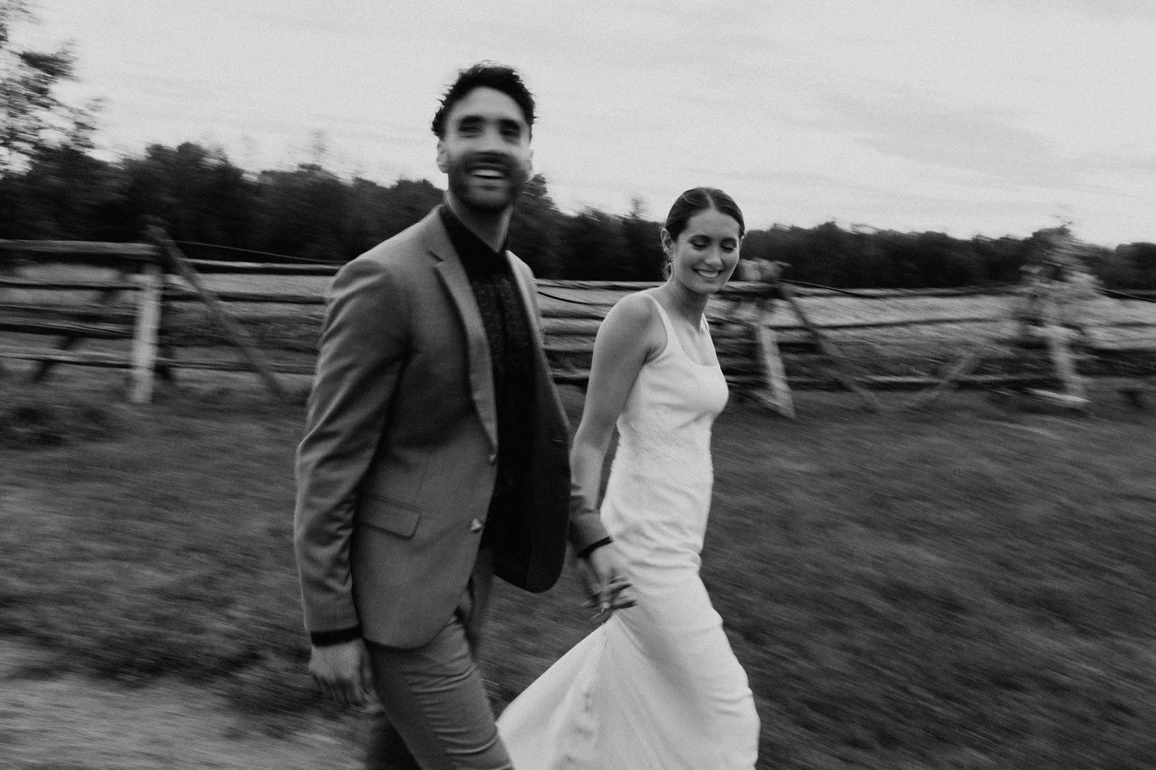 slow shutter wedding photo of bride and groom