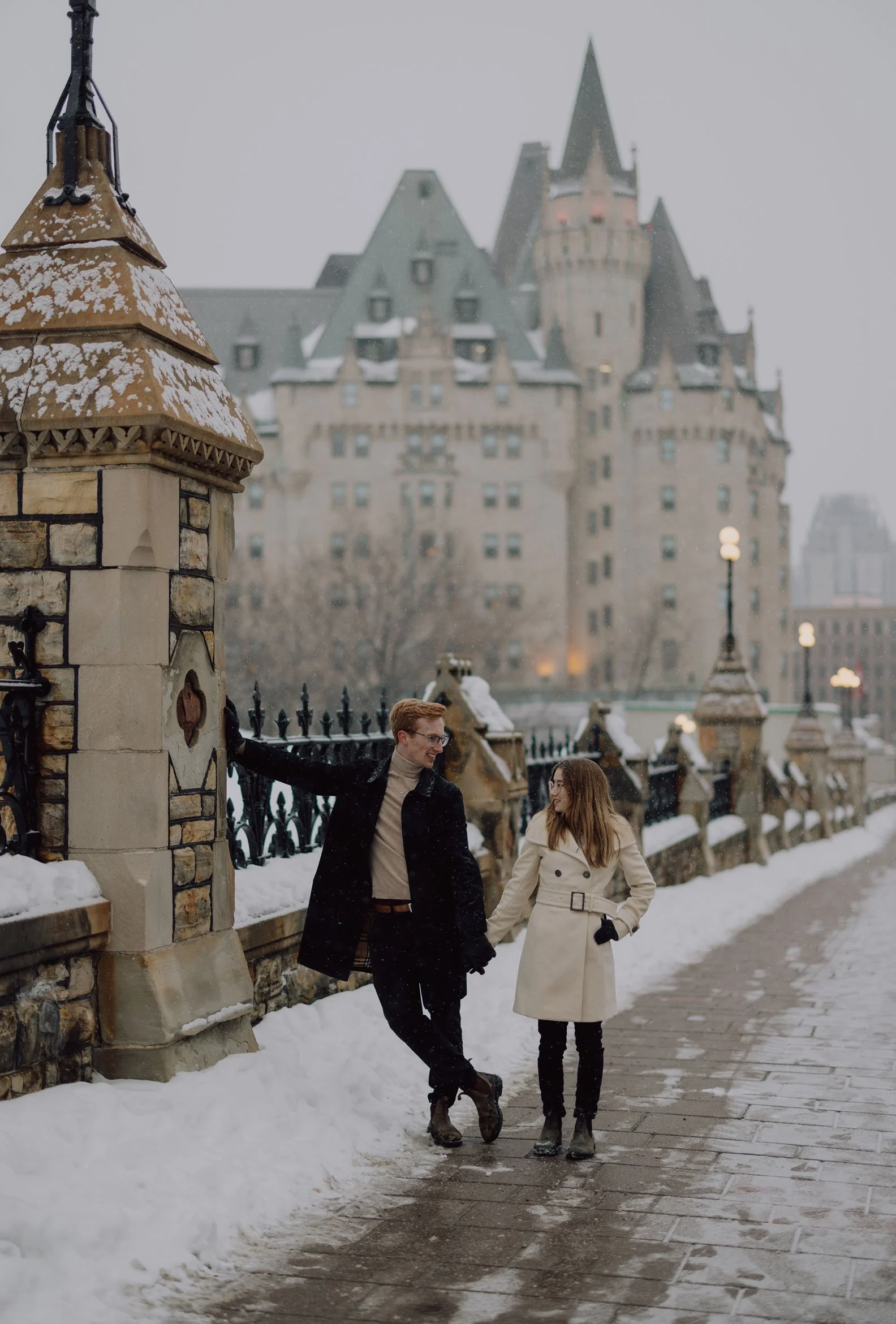 Rideau Canal Engagement Session in Ottawa, Winter Photos Downtown