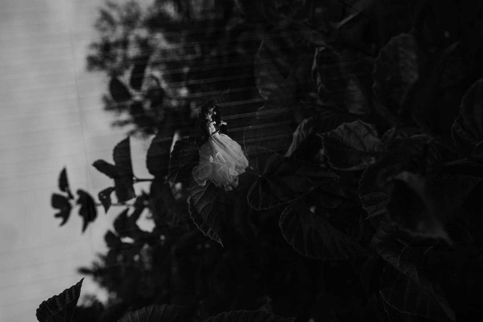 wedding photo of couple double exposure