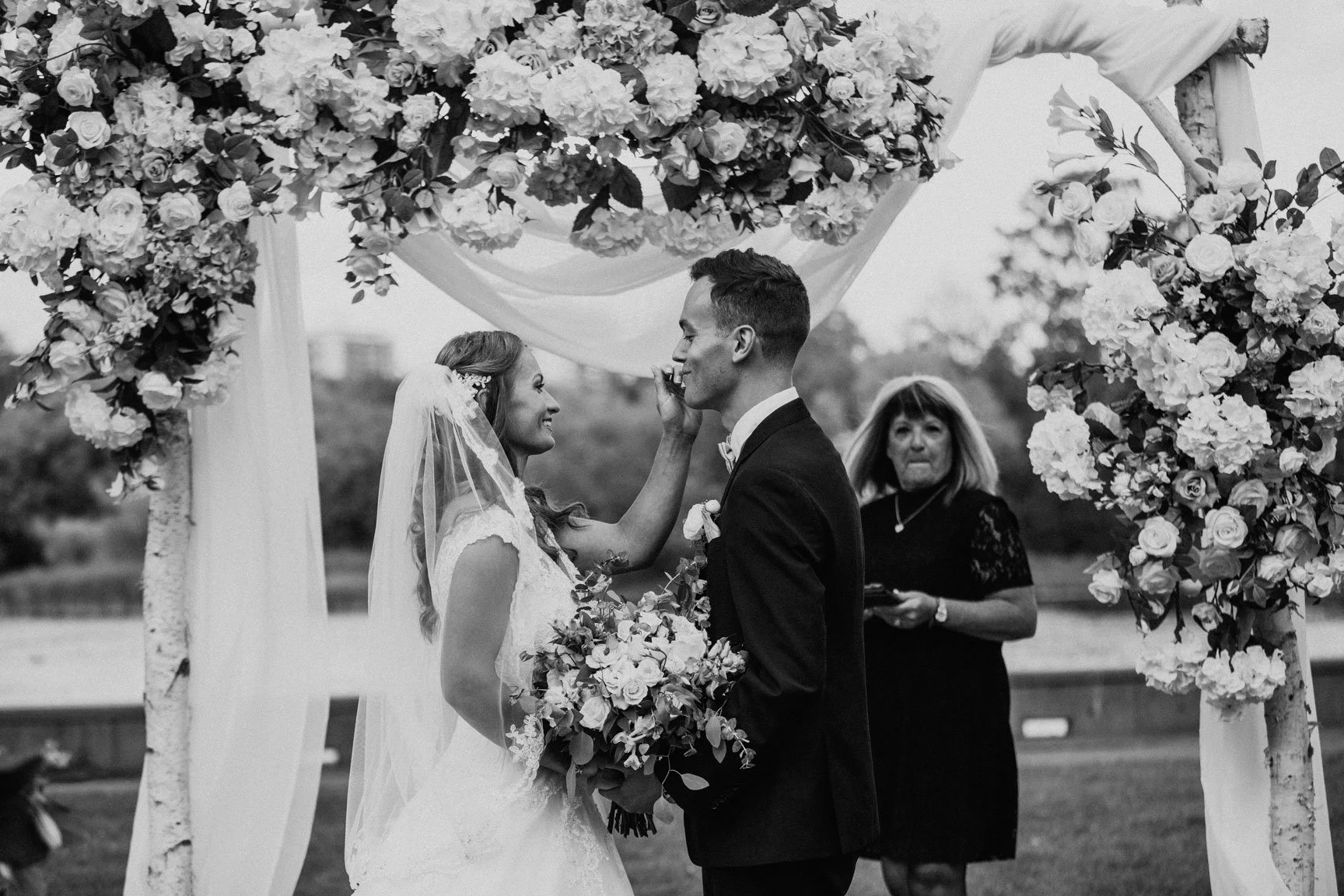 bride and groom emotion in photos at ceremony