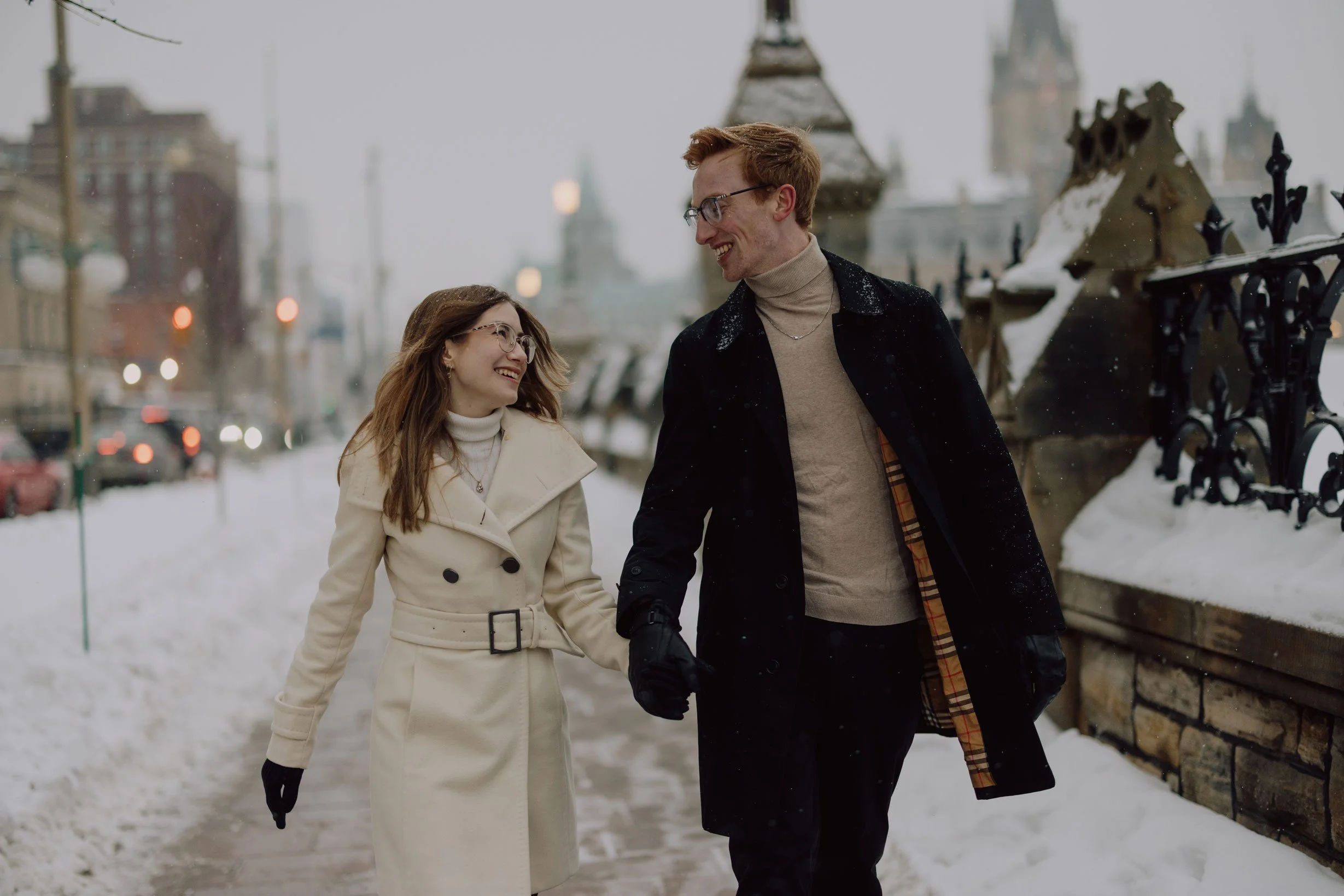 Rideau Canal Engagement Session in Ottawa, Winter Photos Downtown