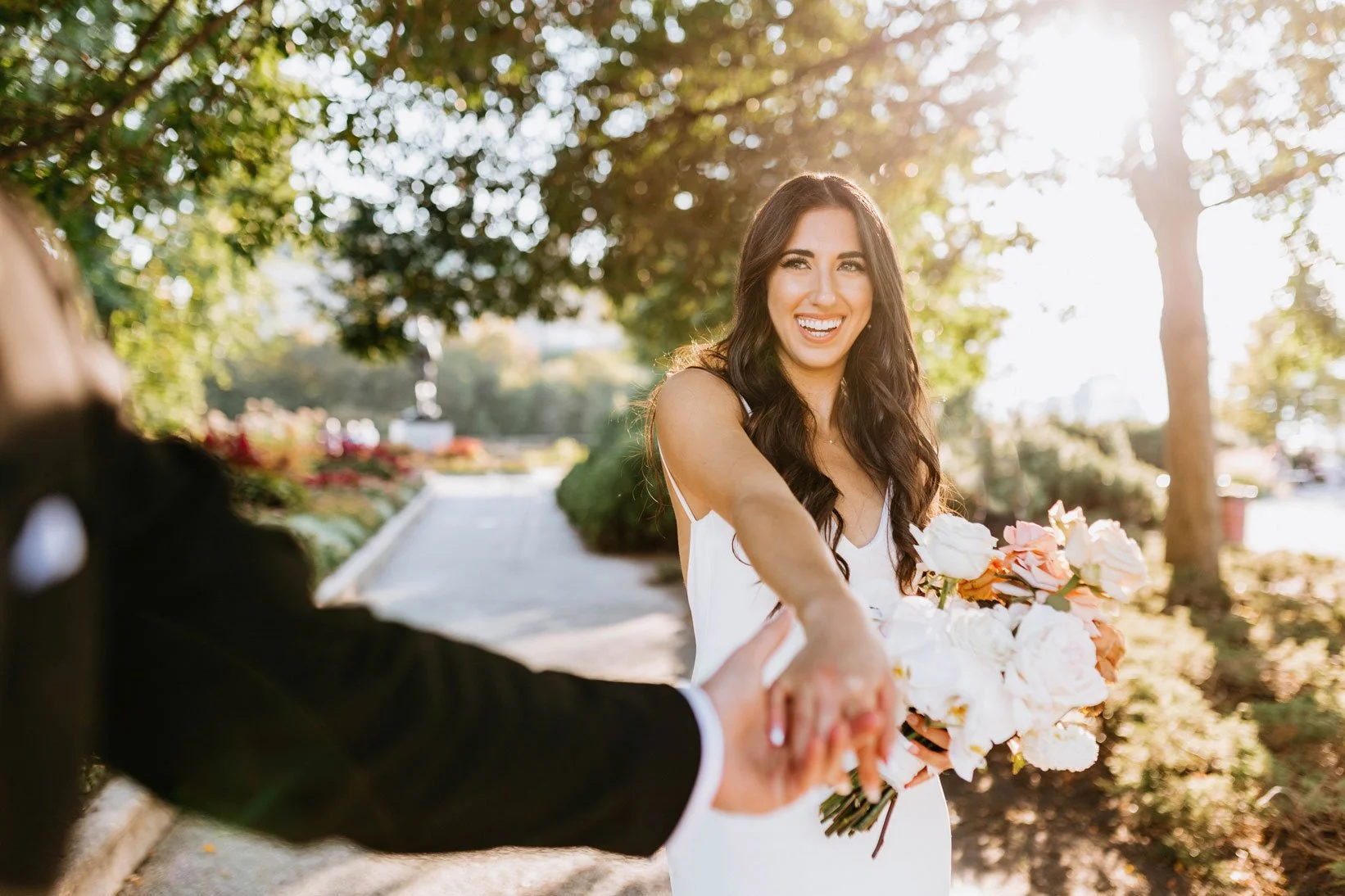 bright wedding photo of bride