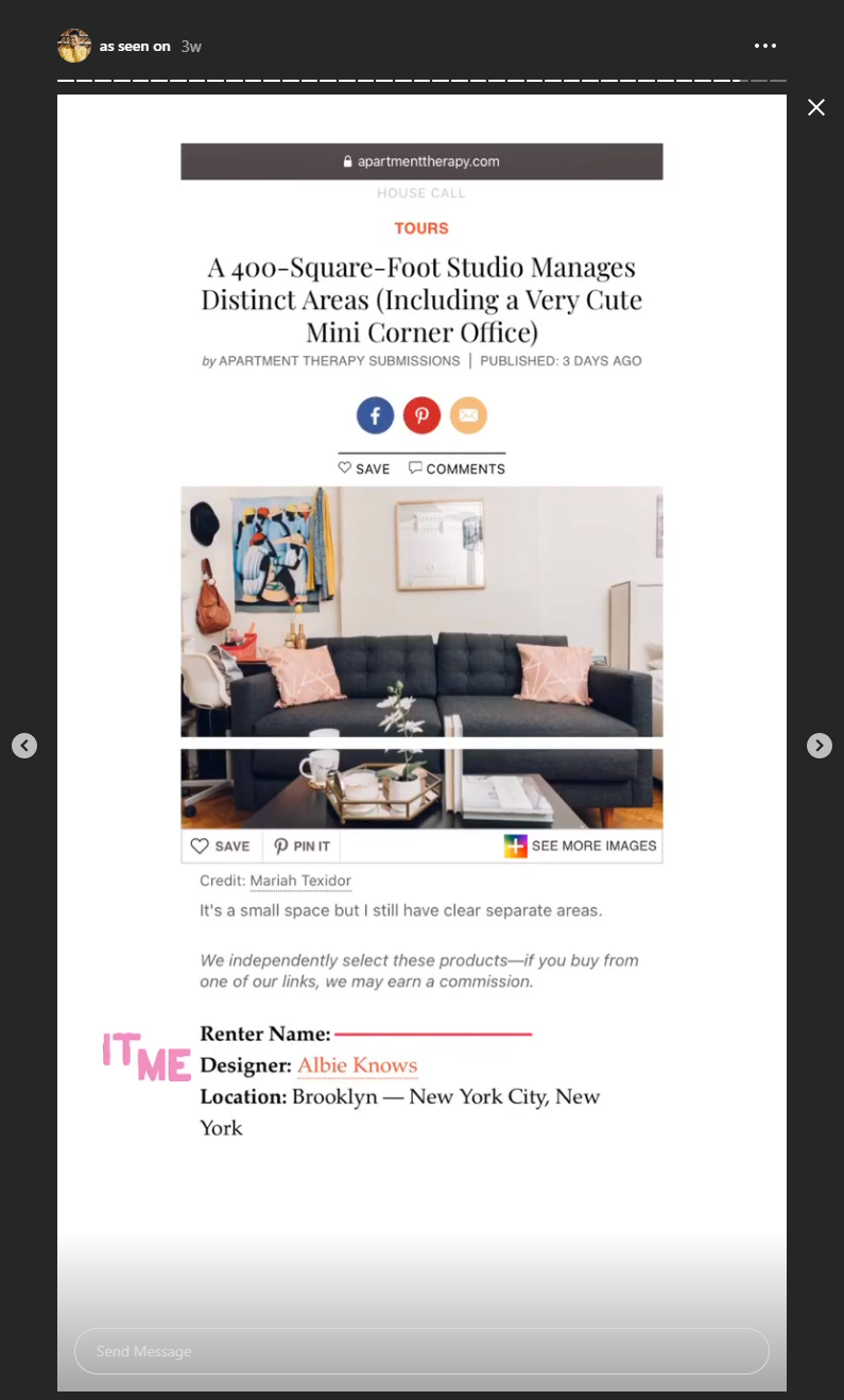 Online Feature on Apartment Therapy