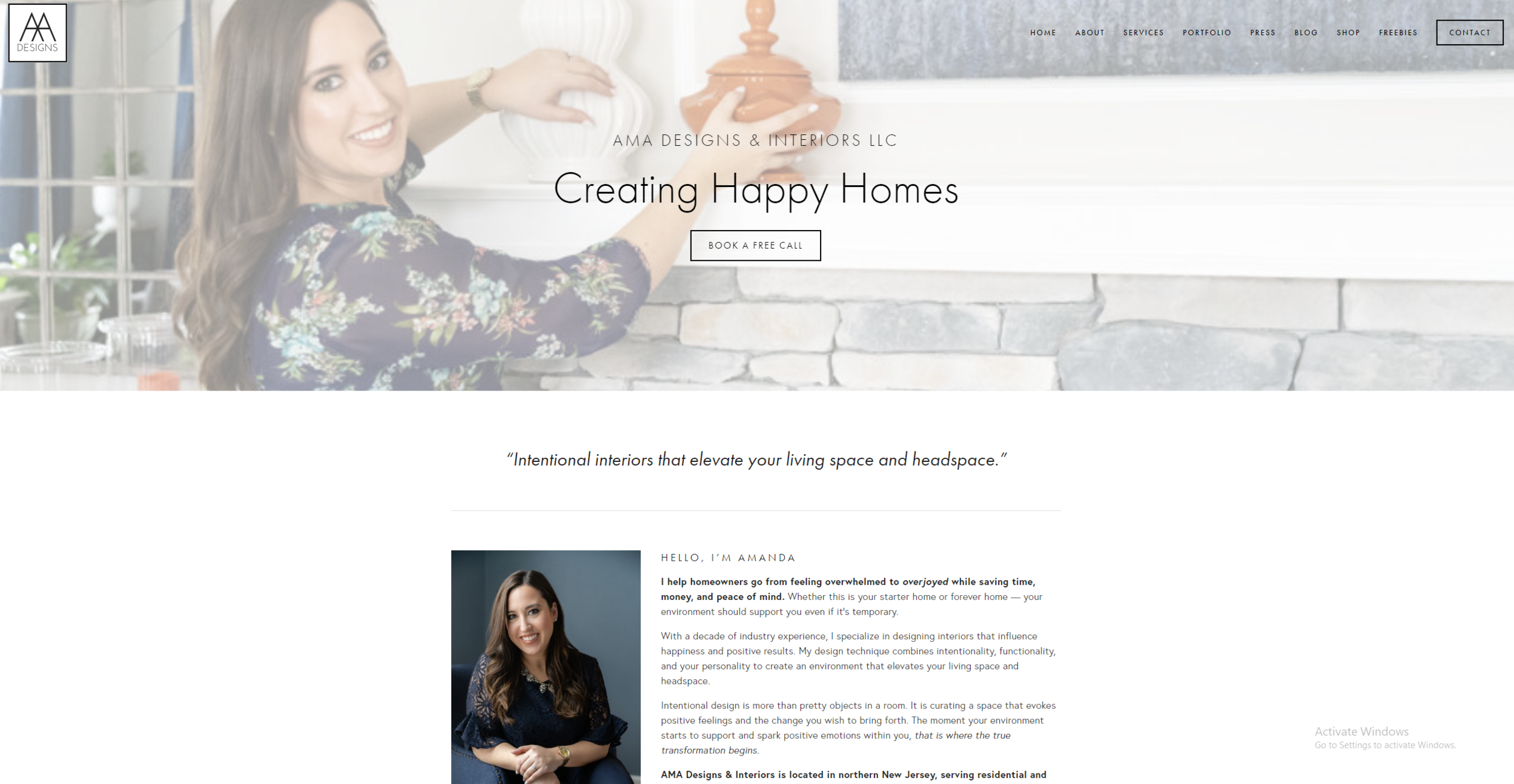 Website Header and content