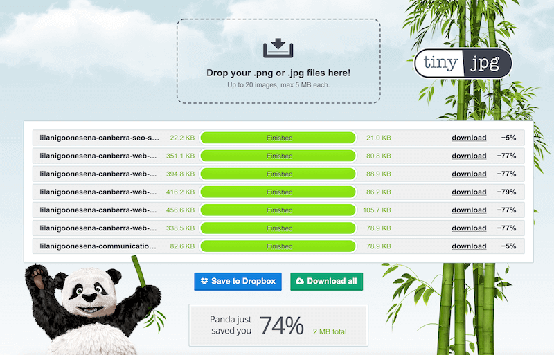 Use an image compression program like TinyJpg to squeeze your images before uploading them to your site.