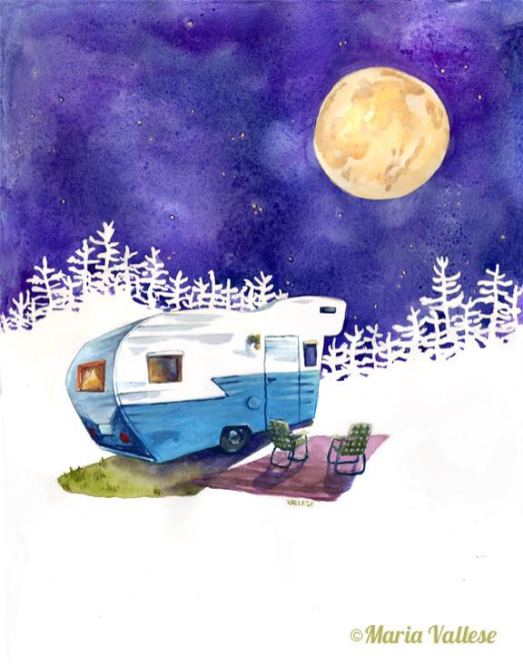 retro camper art, camping art