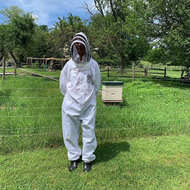 Suited up for the hive or moon landing @buttonwoodfarmliving