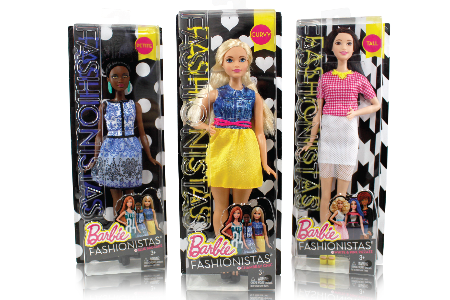 Was lead designer on Project DAWN (Introduction of New Body Types for Barbie). Exploring pattern options for each doll, exploring communicaton for body type and co-art directing final photo shoot. 