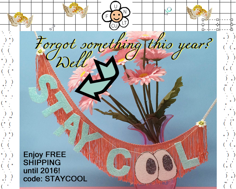 Promo posted 12/27/15 -- ends 1/1/16 Free shipping on all domestic orders in the Etsy shop when you enter the code STAYCOOL upon checkout