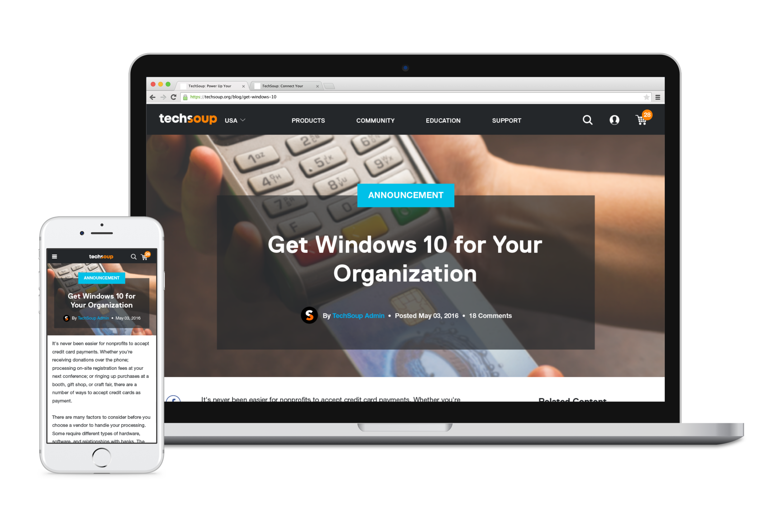 Mock-ups of the mobile and desktop views.