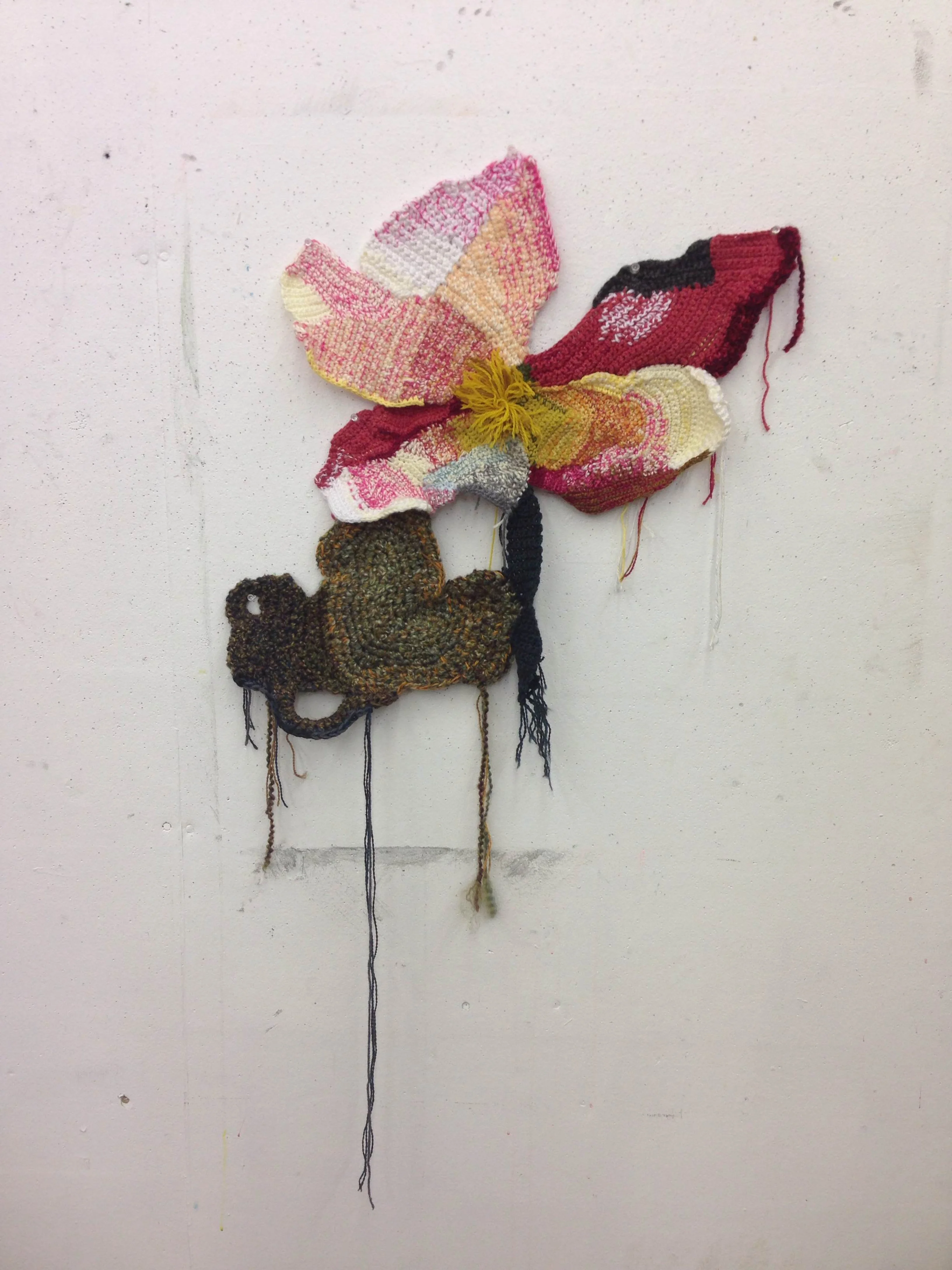 My finished project during the week at Arrowmont School of Arts and Crafts – a crocheted flower in a style similar to Jo Hamilton's.
