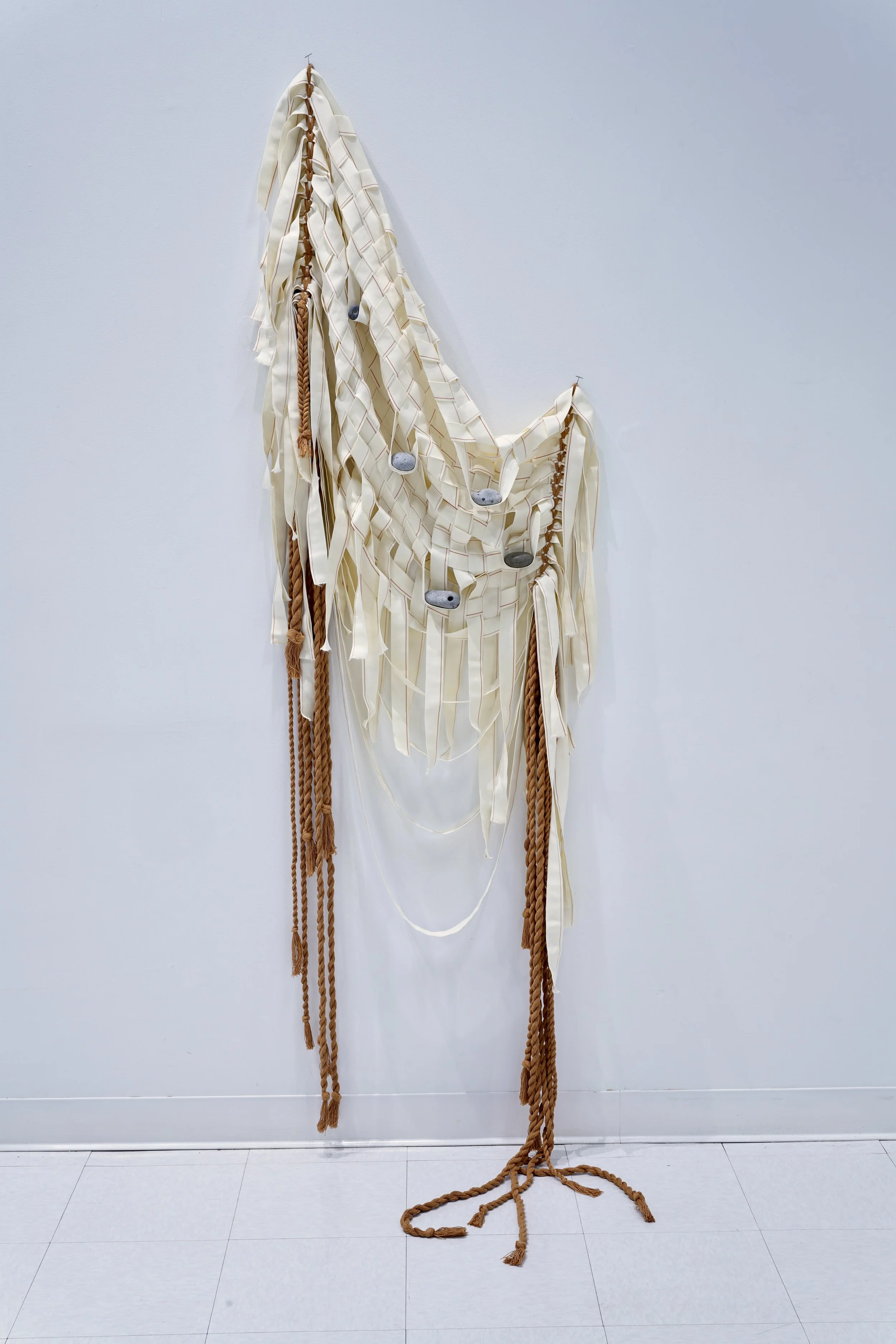   PBRs (Precariously Balanced Rocks)   Elastic bands, cotton thread, found rocks    