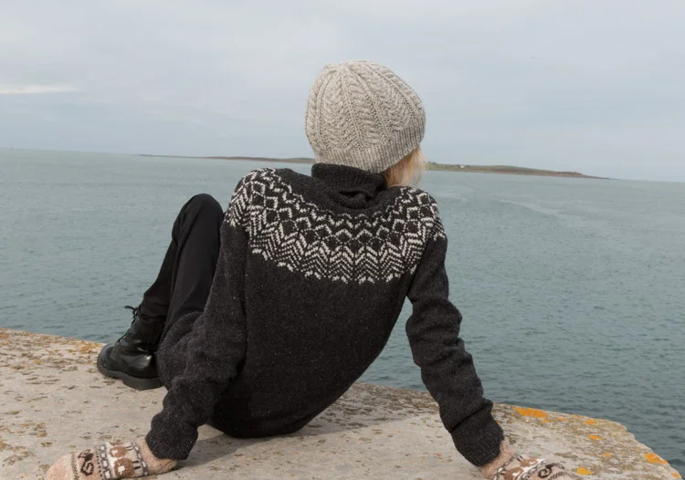 Harbouring peaceful thoughts (hiding how cold I was) Copeland Island in the distance