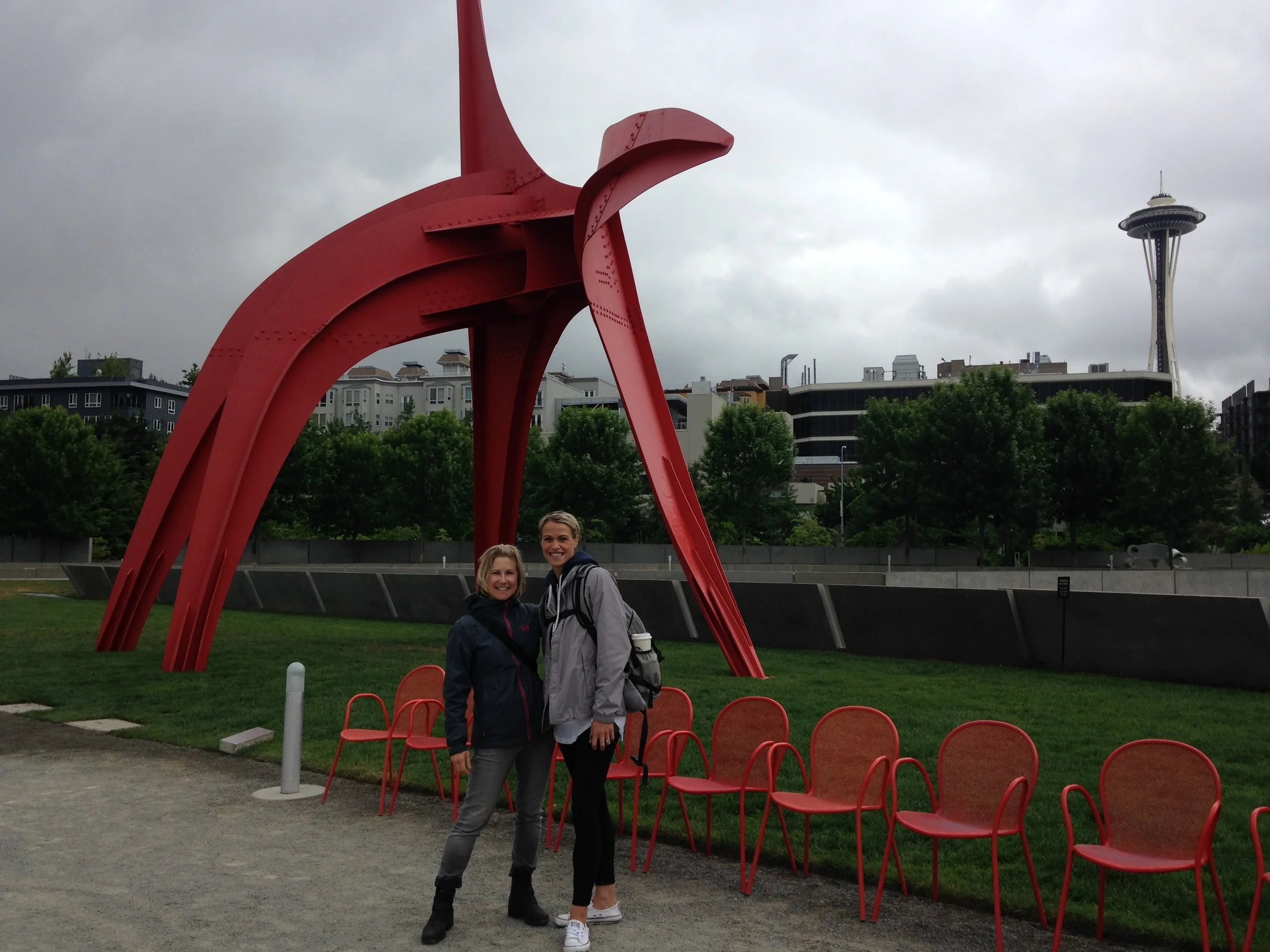 Mrs. Descheemaeker and Mrs. Hammerquist enjoy their day in the city taking in the art. 