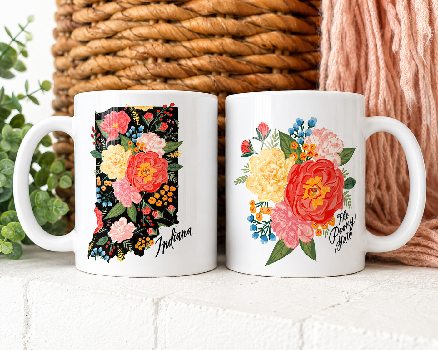 Indiana Floral Mug | 15 oz Ceramic Coffee Mug