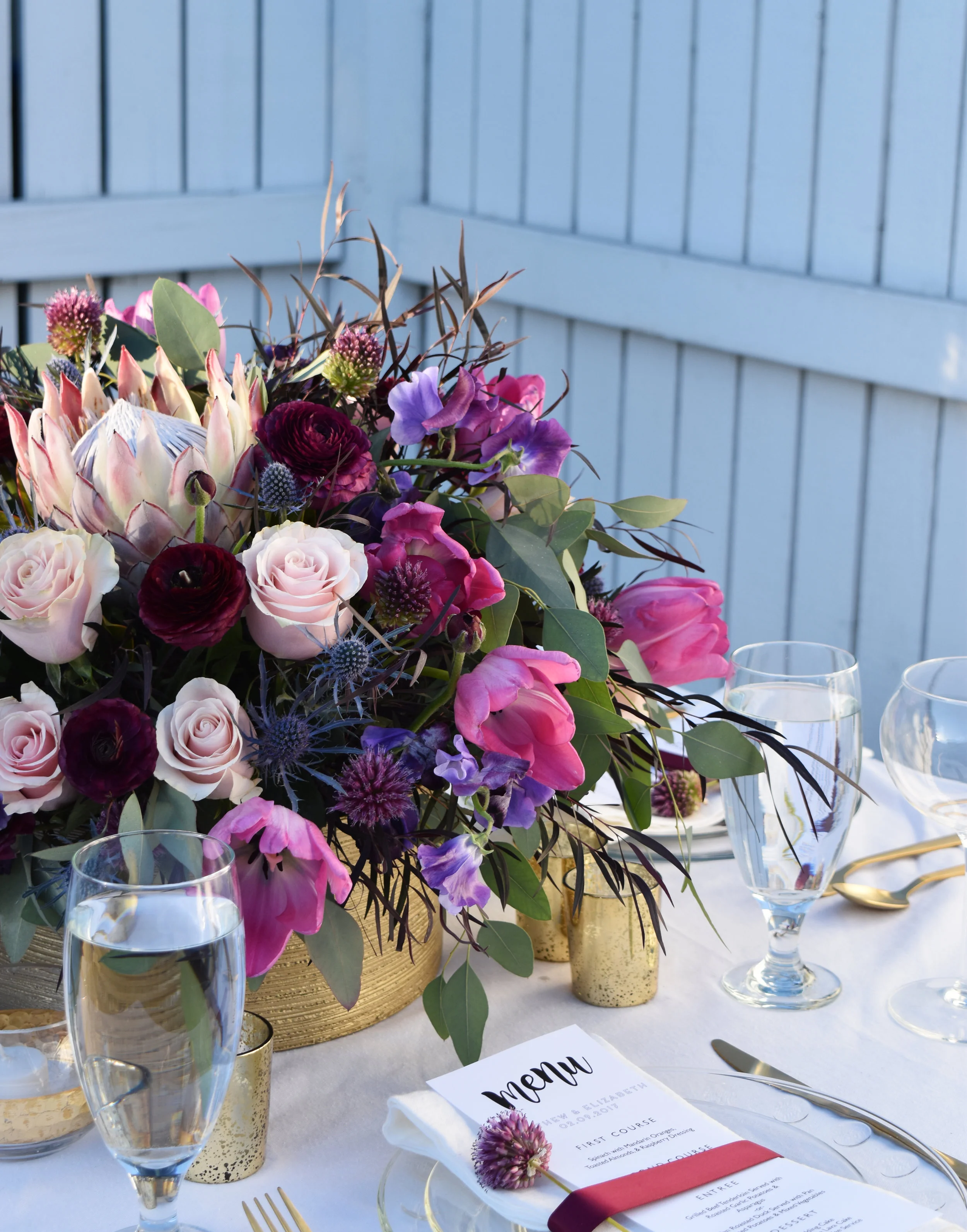 boho glam wedding arrangement