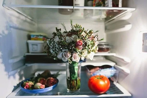 NOPE. doesn't work - the humidity and temperatures in your fridge will kill your flowers.
