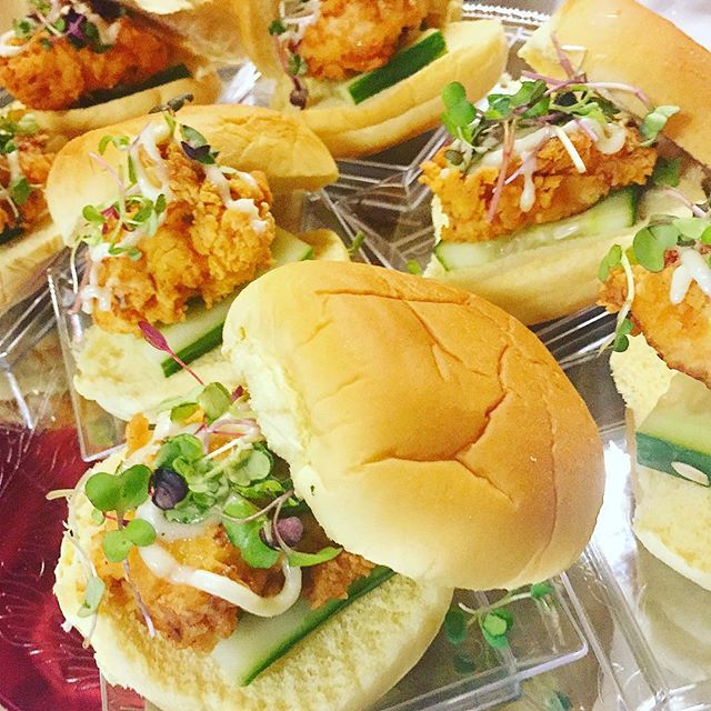 Buttermilk ranch fried chicken sliders!  #buddyvevents #buttermilk #ranch #fried #chicken #sliders #cucumber #seriously #good #delicious #anti #healthy