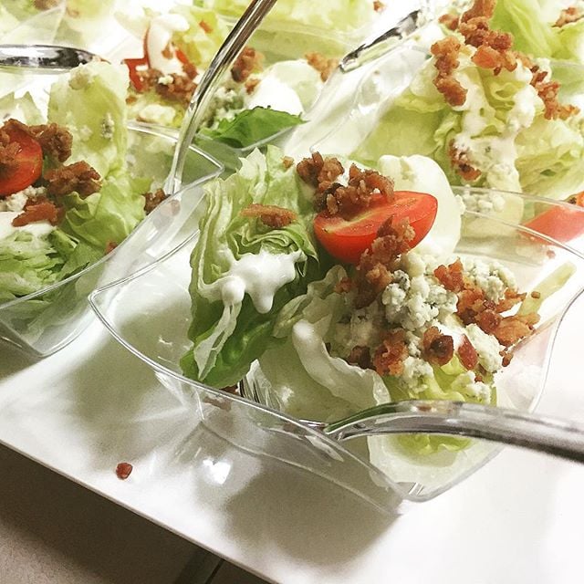 Who likes a wedge salad? #buddyvevents #salad #wedges #bacon #blue #cheese #tomatoes #cleaneating #healthy #delicious