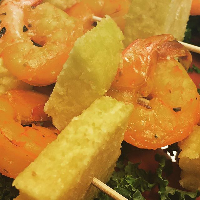 Grilled shrimp and polenta kabobs! #shrimp #polenta #delicious #yesplease
