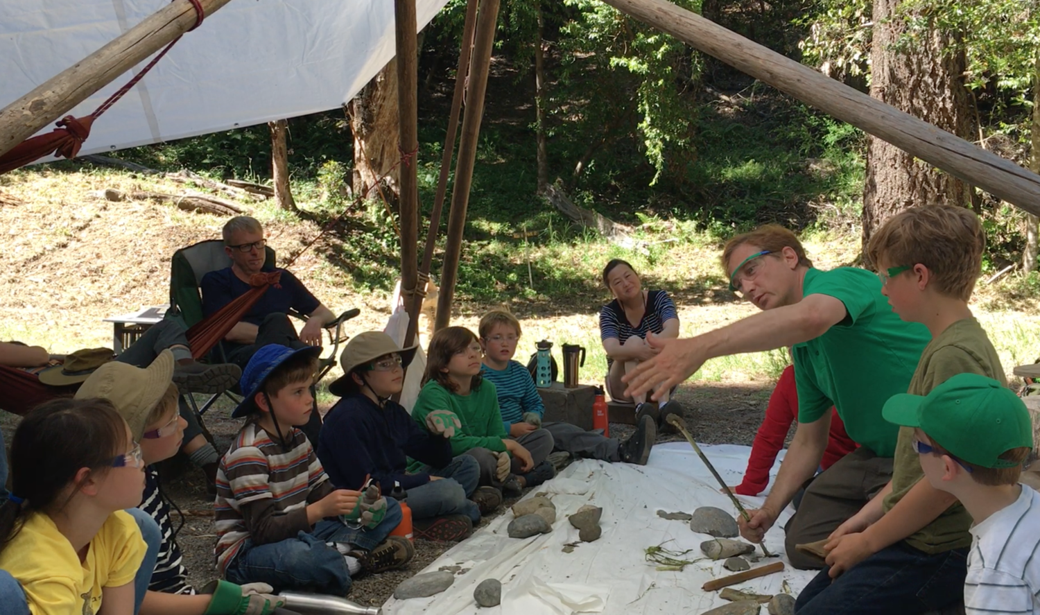 Stone Tool Expert Ben Walker teaching arrowsmithing and flintknapping.