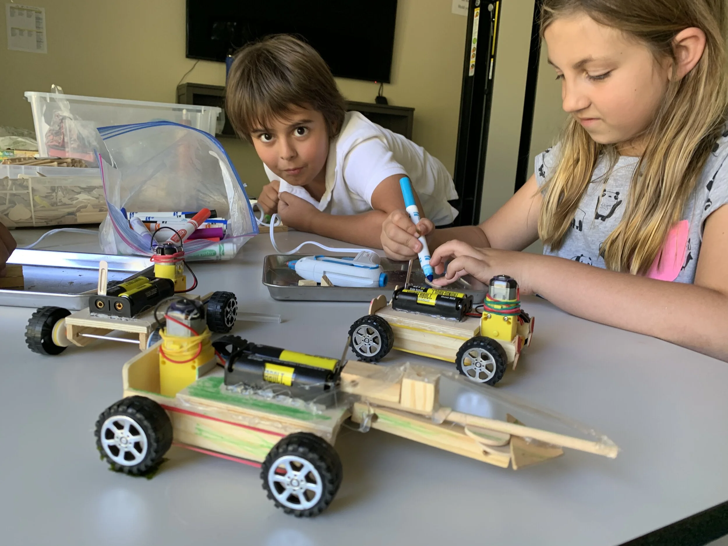 Students get to take-home their mechanical creation. A new project each week!