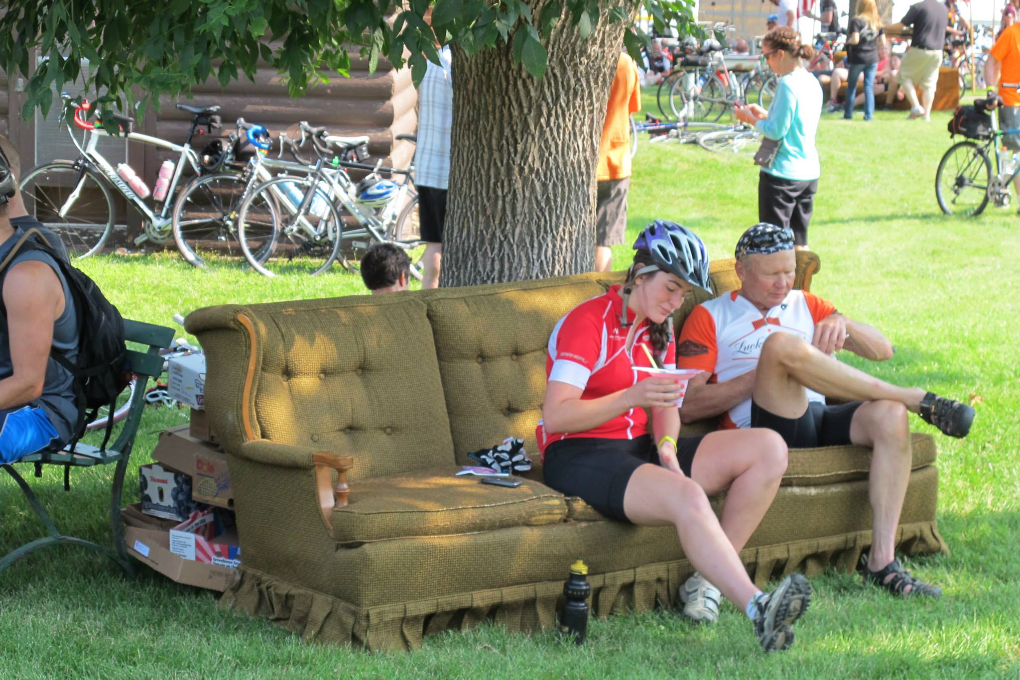 Pull up a couch in the shade of a tree and rest those weary legs.