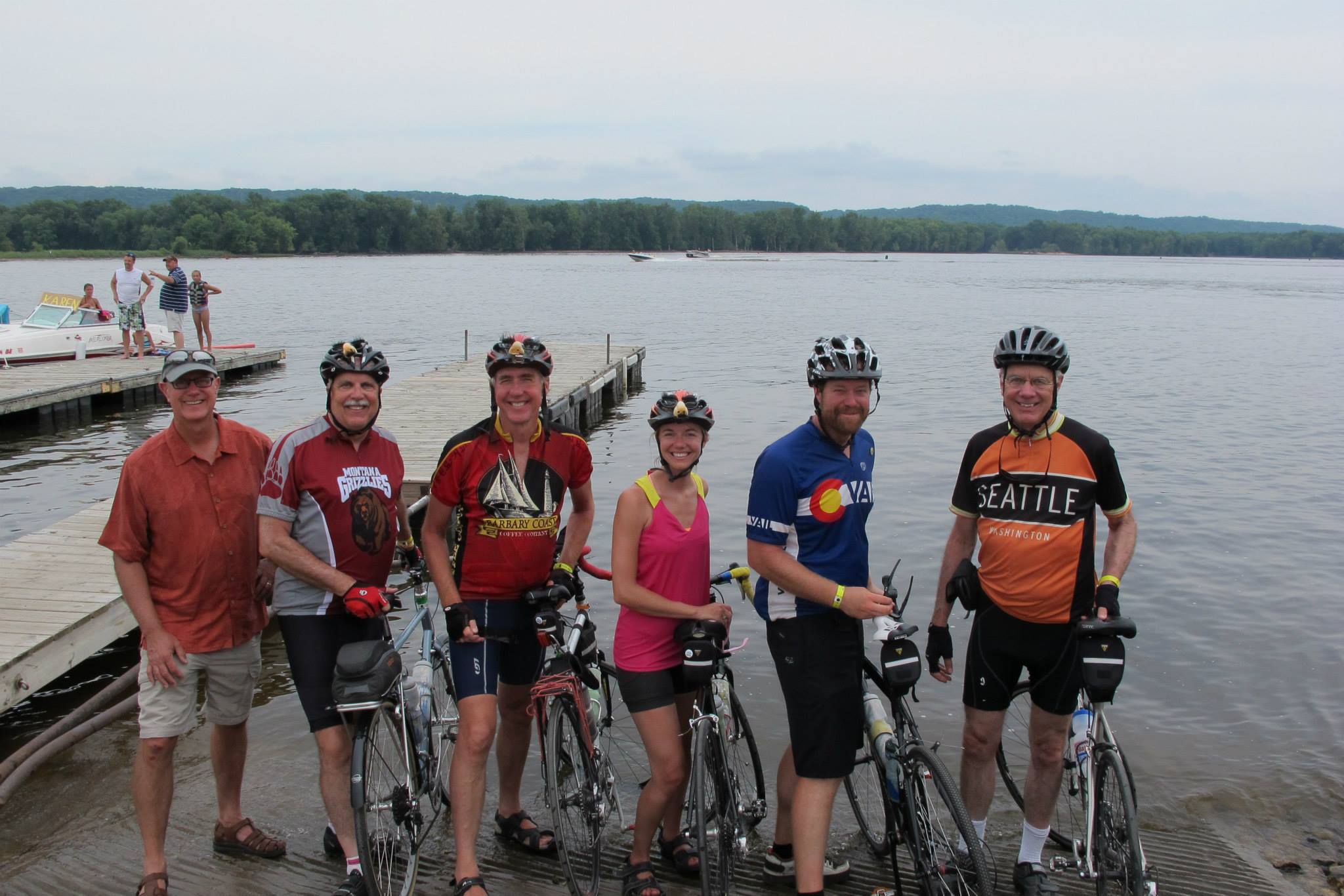 Dipping our tires in the Mississippi River.