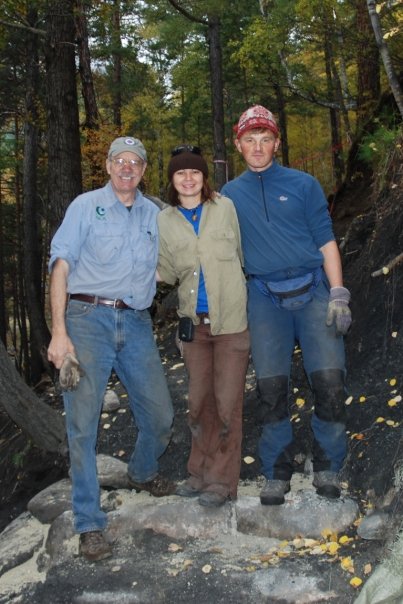 Trail work with Siberian colleagues Natasha Lushkova and Roma Chubakov.