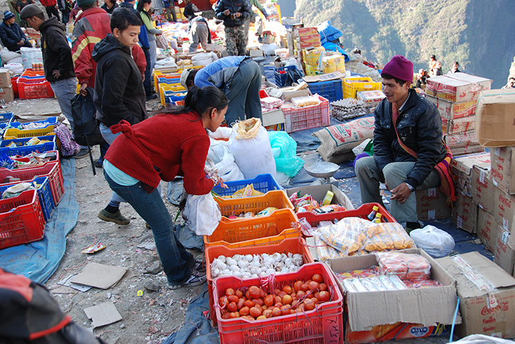 Open air market in Namche Bazaar