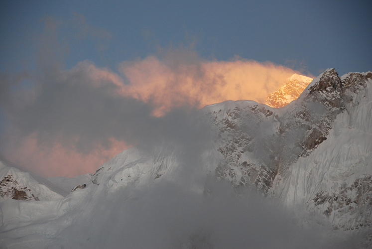 Everest at sunset from Gorak Shep.