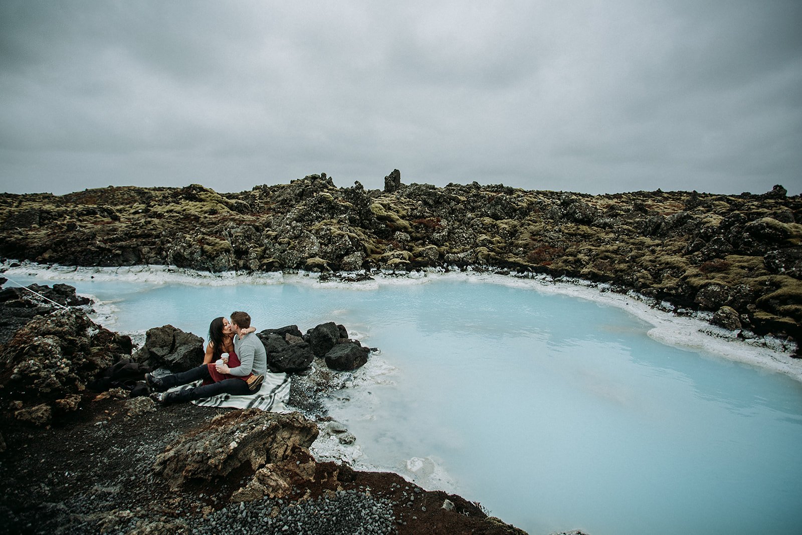 iceland engagement session at geothermal water by iceland engagement photographer