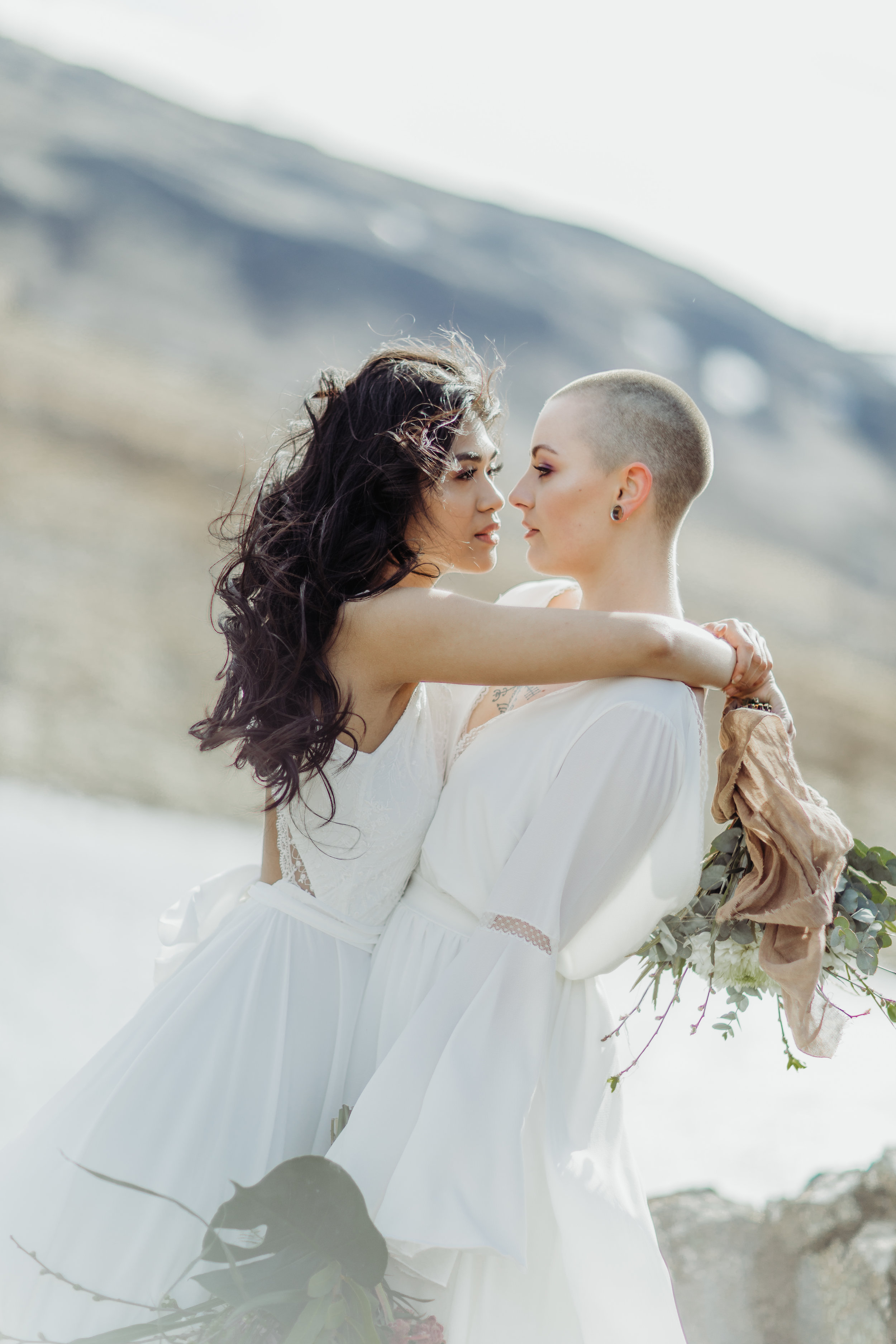 iceland elopement photographer , gay wedding in iceland , two brides iceland elopement