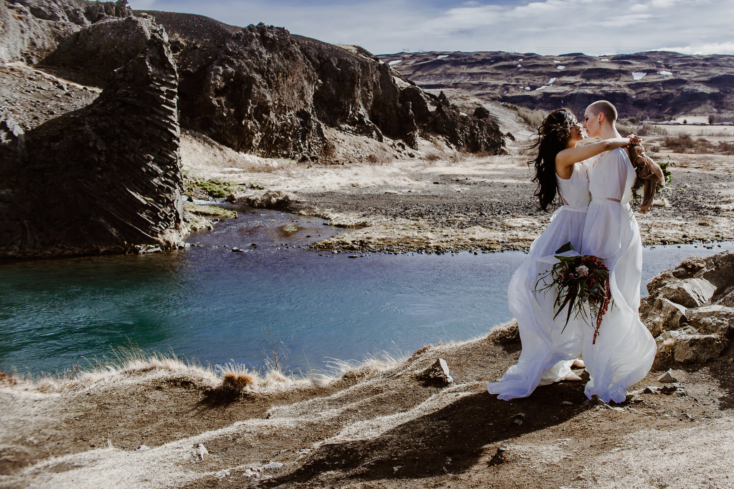 iceland elopement photographer , gay wedding in iceland , two brides iceland elopement